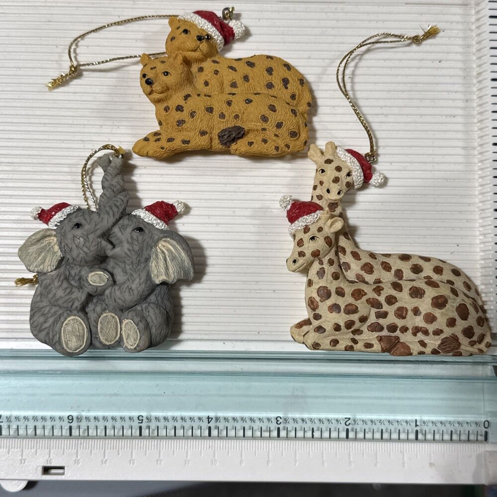 Noah's Ark Animal Pairs Christmas Tree Ornaments Cute Elephants, Giraffes, & Lep